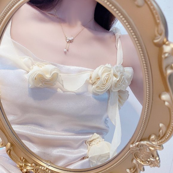 NEW 14K Gold Plated Diamond Pearl Moon Necklace - Picture 3 of 8